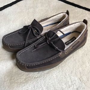 Mens Eddie Bauer Slippers Shoes Leather Shearling